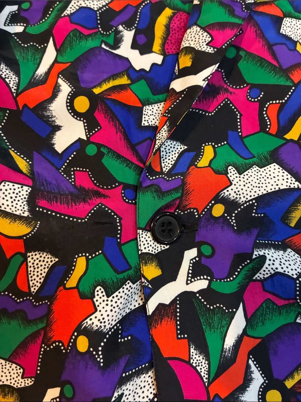 AMAZING vintage 1980s?  Chaus  Abstract colors pop double breasted blouse - Picture 3 of 11